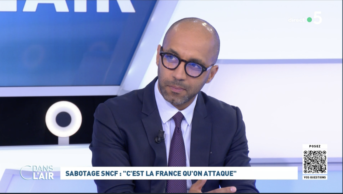 Driss Aït Youssef était l'invité de l'émission c dans l'air pour évoquer les sabotages SNCF et la sécurisation de la cérémonie d'ouverture des JO 2024